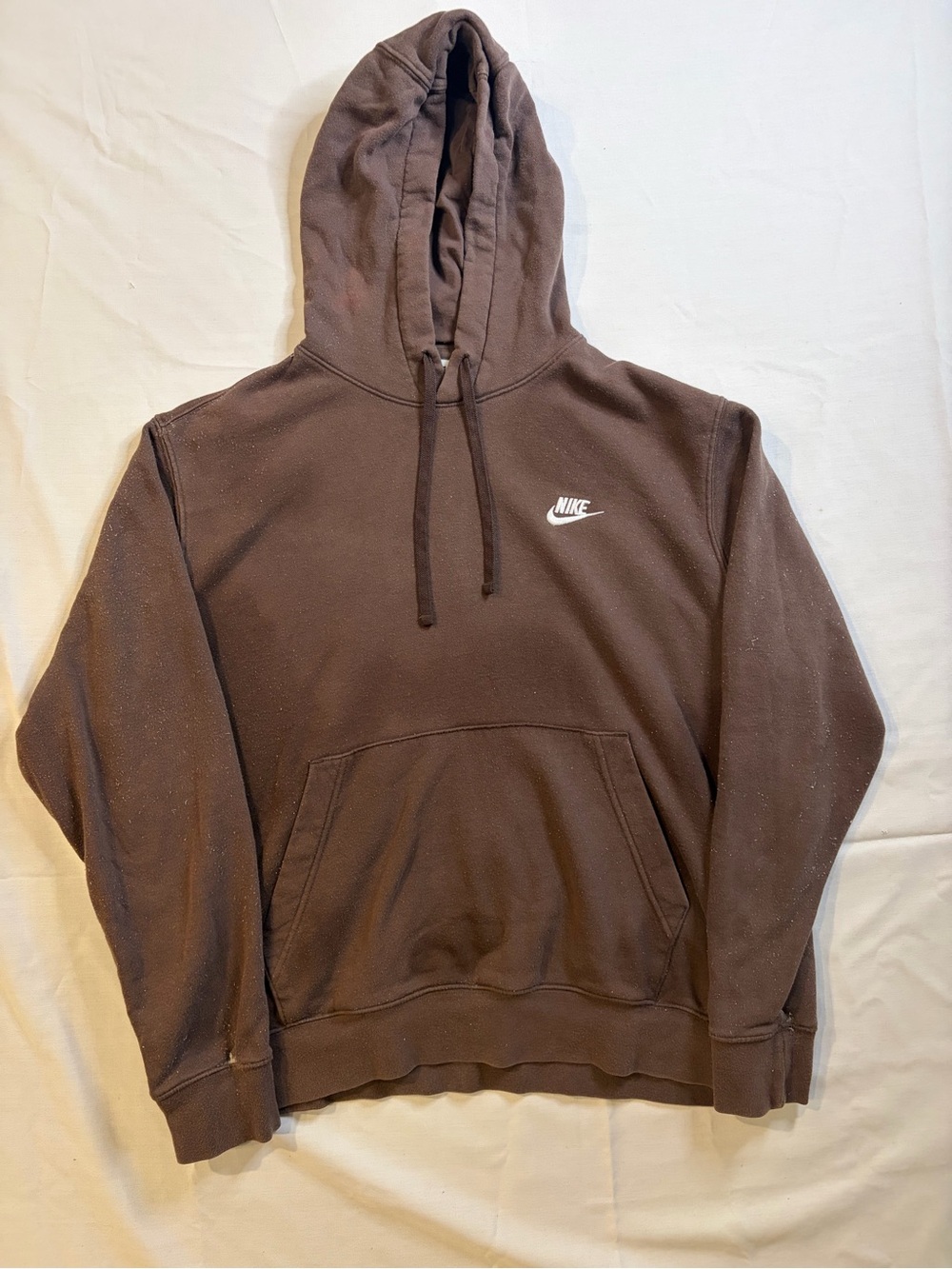 Nike Men’s Dark Brown Pullover Hoodie with White Swoosh